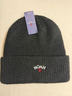 Noah Black  Knit Beanie with Embroidered Logo